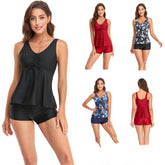 Split Skirt Boxer Conservative Tankini Swimsuit